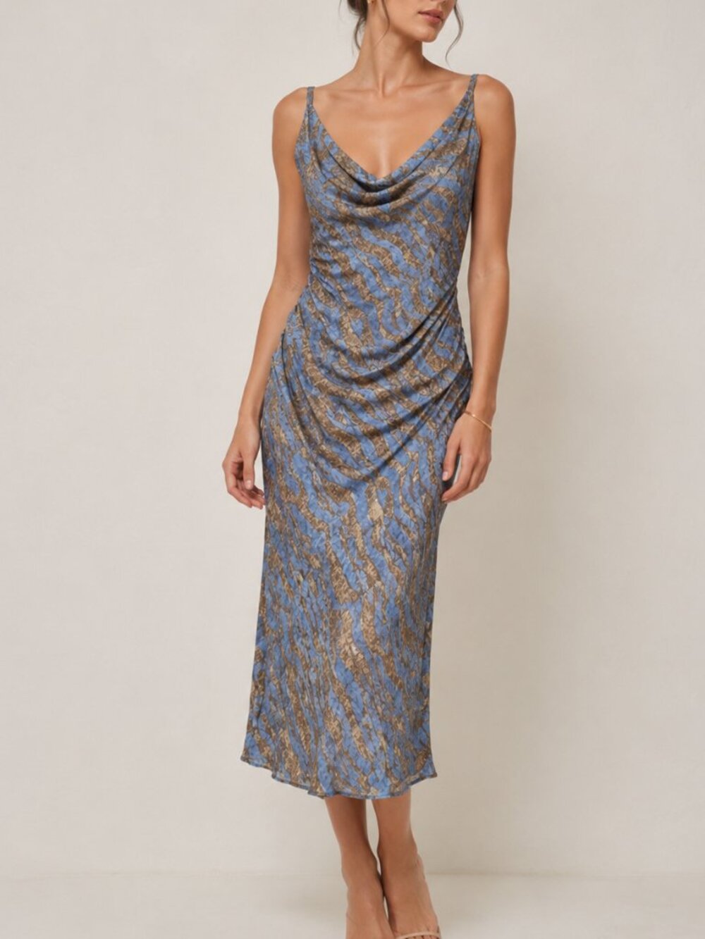 🦋 DVF Silk Watercolor Animal Print Slip Dress
